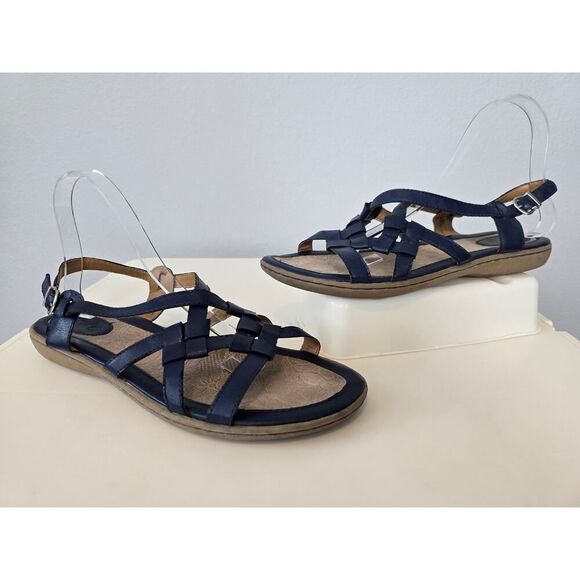 B.O.C. Born Kesia Navy Sandals Size 10 Women’s Comfy Strappy Summer Boho Artsy - Picture 1 of 8
